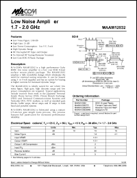 MAAM12032TR datasheet: 1.7-2 GHz, low noise amplifier MAAM12032TR