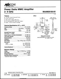 MAAM26100-B1 datasheet: 2-6 GHz, power GaAs MMIC amplifier MAAM26100-B1