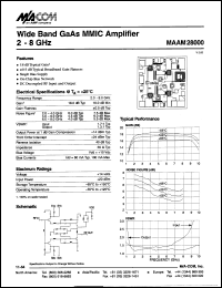 MAAM28000 datasheet: 2-8 GHz, wide band GaAs MMIC amplifier MAAM28000