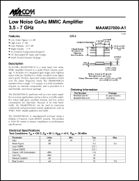 MAAM37000-A1G datasheet: 3.5-7 GHz, low noise GaAs MMIC amplifier MAAM37000-A1G
