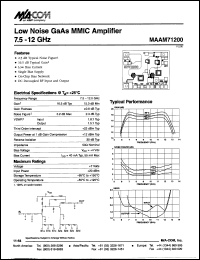 MAAM71200 datasheet: 7.5-12 GHz,low noise GaAs MMIC  amplifier MAAM71200