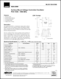 MLO81100-01960 datasheet: 1930-1990 MHz, Surface mount voltage controlled oscillator PCS MLO81100-01960