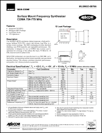 MLS9033-00766TR datasheet: 754-779 MHz, Surface mount frequency synthesizer CDMA MLS9033-00766TR