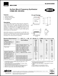 MLS9109-00881 datasheet: CDMA 869-894 MHz, Surface mount frequency synthesizer MLS9109-00881