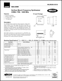 MLS9203-00815 datasheet: CDMA 1780-1850 MHz, Surface mount frequency synthesizer MLS9203-00815