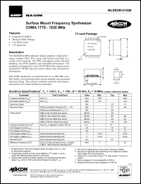 MLS9208-01800 datasheet: CDMA 1770-1832 MHz, Surface mount frequency synthesizer MLS9208-01800