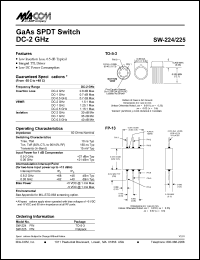 SW-225 datasheet: Dc-2 GHz,  GaAs SPDT  switch SW-225