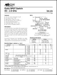 SW-259RTR datasheet: DC-2.5 GHz,   GaAs SPST  switch SW-259RTR