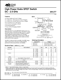 SW-277RTR datasheet: DC-2.5 GHz,  high power GaAs SPDT  switch SW-277RTR