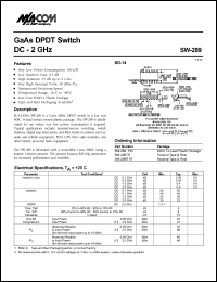 SW-289TR datasheet: DC-2 GHz,   GaAs DPDT  switch SW-289TR