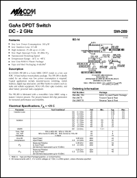 SW-289 datasheet: DC-2 GHz,   GaAs DPDT  switch SW-289