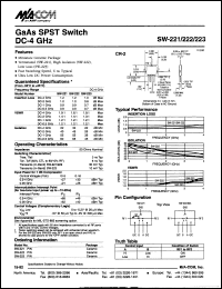 SW-223 datasheet: DC-4 GHz, GaAs SPST switch SW-223