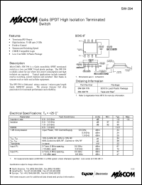 SW-394 datasheet: 0.5-2 GHz, GaAs SPST high isolation terminated  switch SW-394