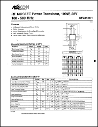 UF28100H datasheet: 100-500 MHz, 100 W, 28 V, RF MOSFET power transistor UF28100H