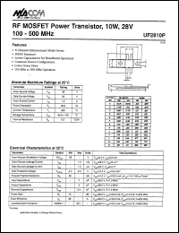 UF2810P datasheet: 100-500 MHz, 10 W, 28 V, RF MOSFET power transistor UF2810P
