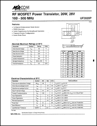 UF2820P datasheet: 100-500 MHz, 20 W, 28 V, RF MOSFET power transistor UF2820P