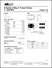 ESSM-3-1WTR datasheet: 5-500 MHz, 3-way 0 power divider ESSM-3-1WTR