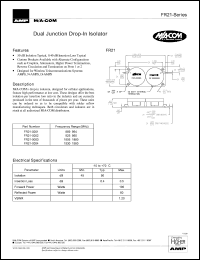FR21-0001 datasheet: 869-894 MHz, dual junction drop-in isolator FR21-0001