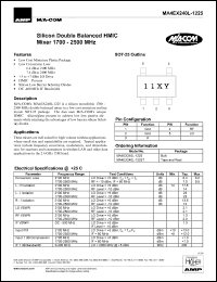 MA4EX240L-1225 datasheet: 1700-2500 MHz silicon double balanced HMIC mixer MA4EX240L-1225