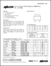 MA4EX950L-1225 datasheet: 700-1200 MHz low cost silicon double balanced HMIC mixer MA4EX950L-1225