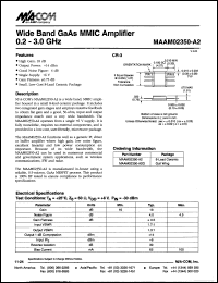 MAAM02350-A2G datasheet: 0.2 0.3 GHz wide band GaAs MMIC amplifier MAAM02350-A2G
