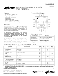 MAAPSS0003TR datasheet: 1750-1910 MHz PCS TDMA/CDMA power amplifier MAAPSS0003TR