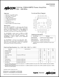 MAAPSS0006TR datasheet: 824-849 MHz cellular CDMA/AMPS power amplifier MAAPSS0006TR