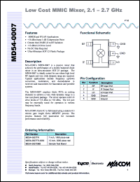MD54-0007TR datasheet: 2.1-2.7 GHz  low cost MMIC mixer MD54-0007TR
