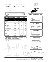 PA1153 datasheet: 1800-2000 MHz, , linear power amplifier PA1153