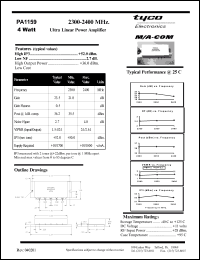 PA1159 datasheet: 2300-2400 MHz, 4 Watt, ultra linear power amplifier PA1159