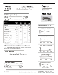 PA1182 datasheet: 2300-2400 MHz, 5 Watt, ultra linear power amplifier PA1182