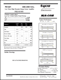 PA1221 datasheet: 1800-2000 MHz, low noise high dynamic range linear power amplifier PA1221