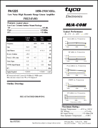 PA1225 datasheet: 1850-1910 MHz,low noise high dynamic range linear  amplifier PA1225