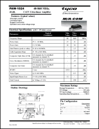 PAW1024 datasheet: 40-860 MHz,CATV ultra linear  amplifier PAW1024