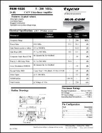 PAW1026 datasheet: 5-200 MHz,CATV ultra linear  amplifier PAW1026