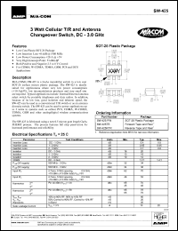 SW-425RTR datasheet: DC-3 GHz, 3 Watt cellular T/R and antenna changeover  switch SW-425RTR
