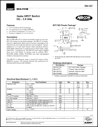 SW-437TR datasheet: DC-3 GHz, GaAs SPDT  switch SW-437TR