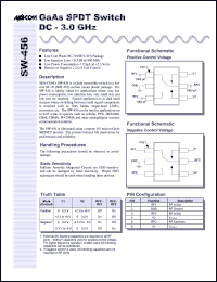 SW-456TR-3000 datasheet: DC-3 GHz, GaAs SPDT switch SW-456TR-3000