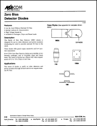 MA4E929A datasheet: Zero bias detector diode MA4E929A