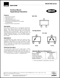 MA4ST406 datasheet: Surface mount hyperabrupt varactor MA4ST406