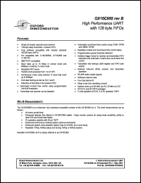 OX16C950-TQC60-B datasheet: 128-byte deep FIFOs for the transmitter and receiver. OX16C950-TQC60-B