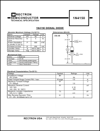 1N4150 datasheet: 1N4150 signal diode. Breakdown voltage BV = 50V(IR = 5.0uA). 1N4150