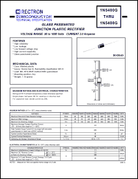 1N5404G datasheet: Glass passivated junction plastic rectifier. VRRM = 400V. VRMS = 280V. VDC = 400V. Current 3.0A 1N5404G