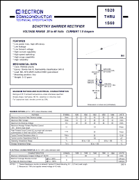 1S60 datasheet: Schottky barrier rectifier. VRRM = 60V, VRMS = 42V, VDC = 60V. Current 1.0A. 1S60