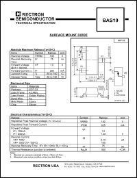 BAS19 datasheet: Surface mount diode. Reverse voltage VRRM = 100V. BAS19