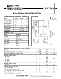 BAT54S datasheet: Dual surface mount schottky. BAT54S