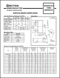 BZX84C3V3 datasheet: Surface mount zener diode. Zener voltage Vz = 3.10(min), Vz = 3.50V(max) at Iz = 5mA. BZX84C3V3