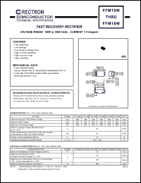 FFM12W datasheet: Fast recovery rectifier. MaxVRRM = 1200V, maxVRMS = 840V, maxVDC = 1200V. Current 1.0A. FFM12W