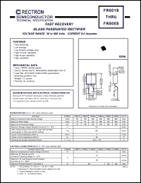 FR806S datasheet: Fast recovery glass passivated rectifier. MaxVRRM = 800V, maxVRMS = 560V, maxVDC = 800V. Current 8.0A. FR806S