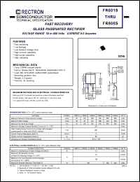 FR804S datasheet: Fast recovery glass passivated rectifier. MaxVRRM = 400V, maxVRMS = 280V, maxVDC = 400V. Current 8.0A. FR804S